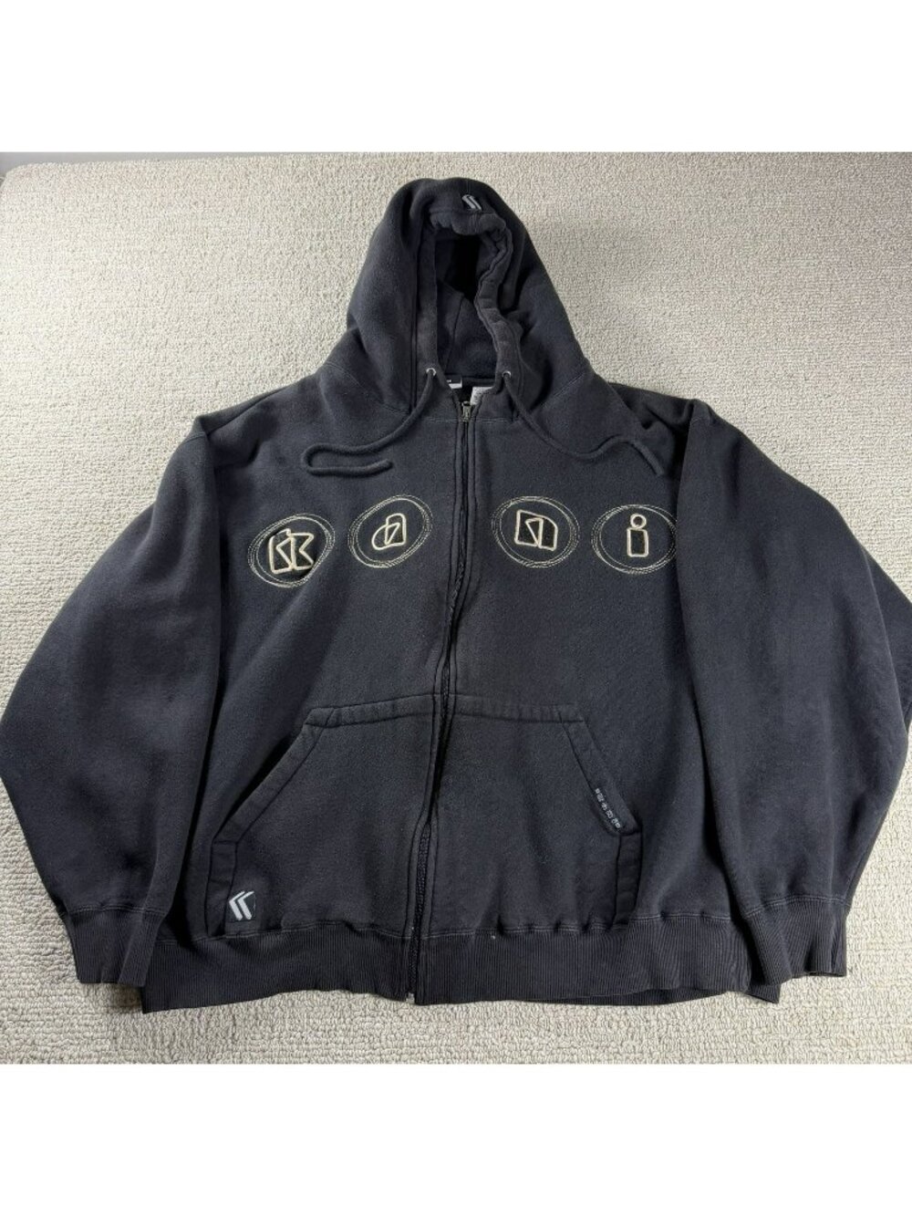 Vintage Karl Kani Full Zip Hooded Jacket 90’s Y2K Black Men’s Size XXL